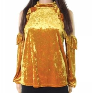 Free Press Medium Velvet Yellow Spruce Blouse
